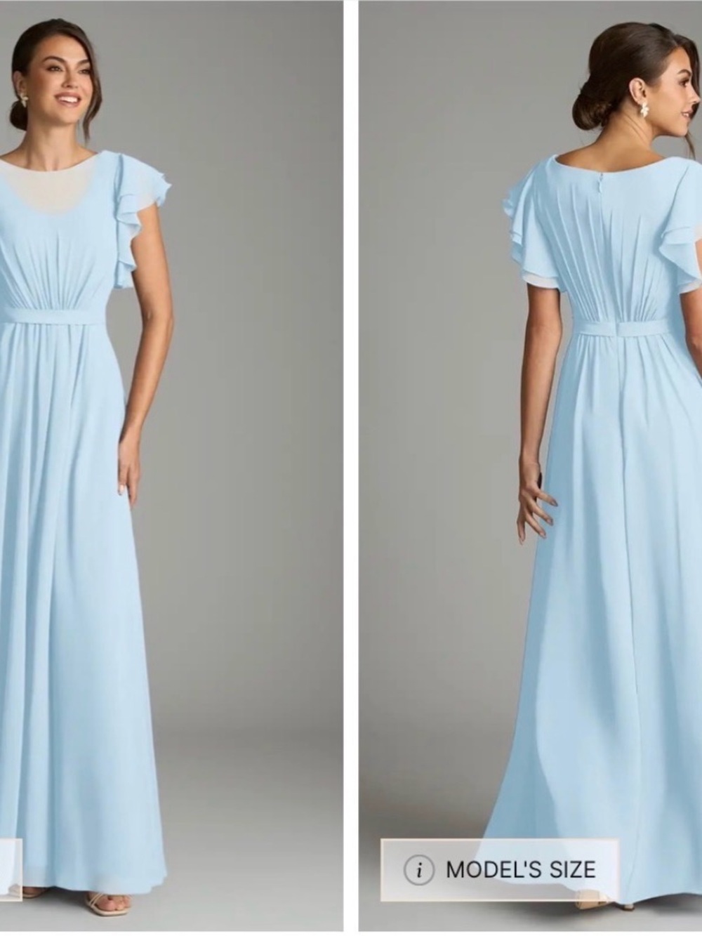 Light Blue Flutter Sleeve Maxi Dress